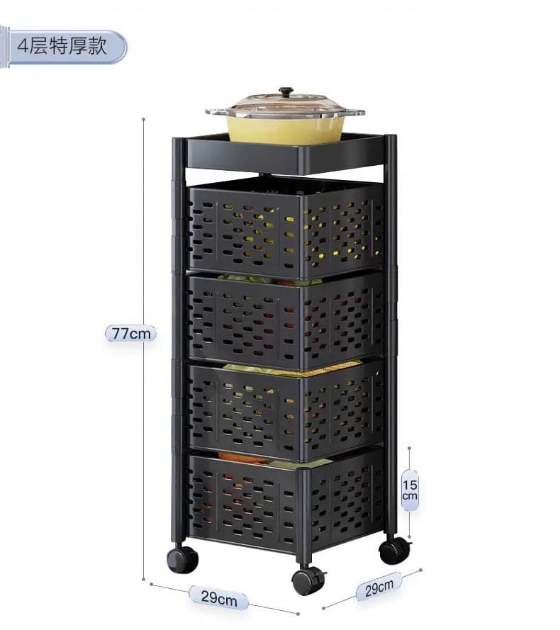 Square Multi Tier Rotating Storage Basket, 360° Rotating Fruit and Vegetable Stand, Kitchen Storage Rack with Mesh Baskets & Wheels, Mobile Kitchen Storage Fruit and Vegetable Holder Square Multi Tier Rotating Storage Basket, 360° Rotating Fruit and Vegetable Stand, Kitchen Storage Rack with Mesh Baskets & Wheels, Mobile Kitchen Storage Fruit and Vegetable Holder